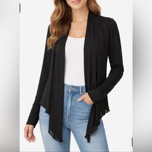 Studio Y Scarf and Lace Trim Flyaway Open Cardigan-  NWOT M